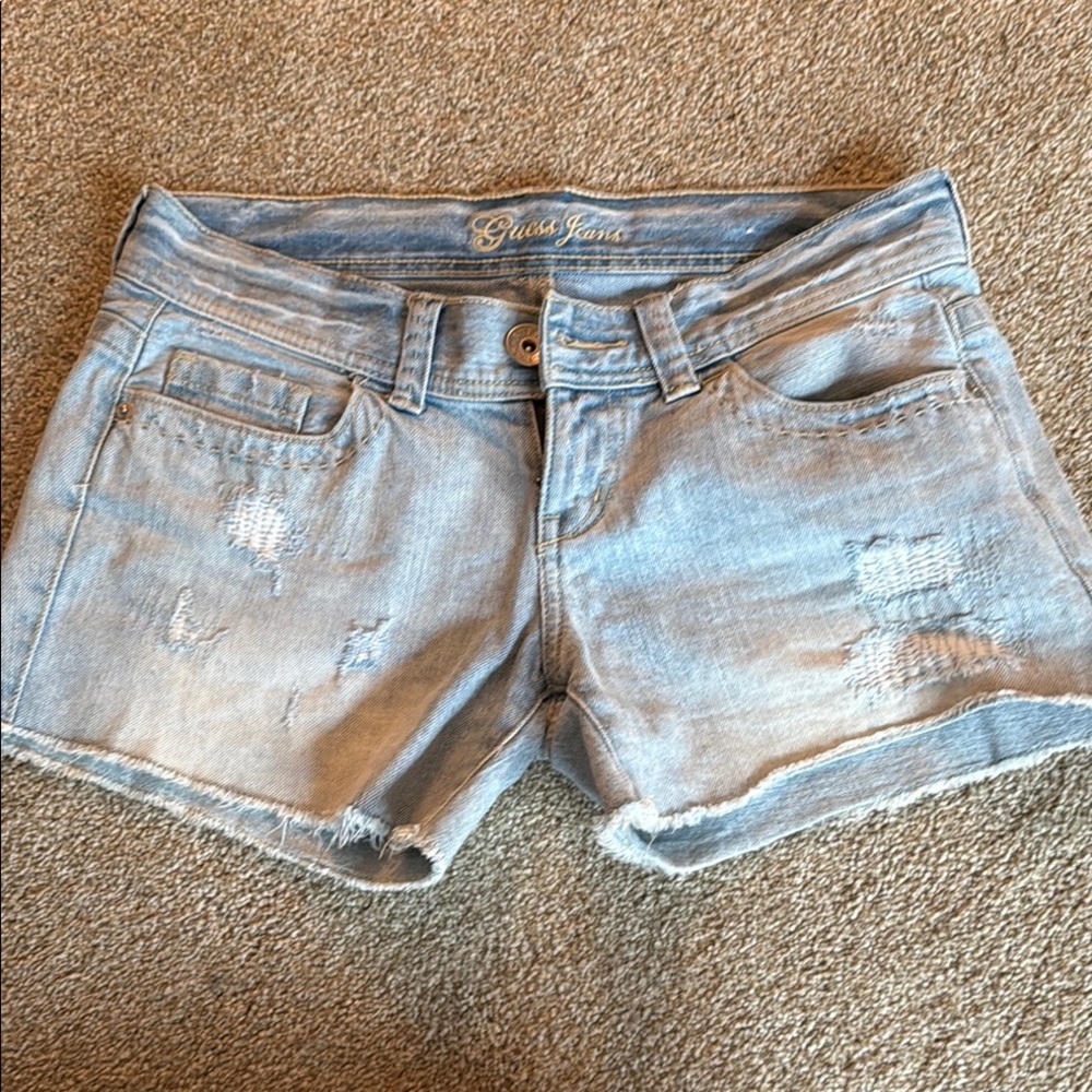 Guess Blue Jean Shorts Distressed Style